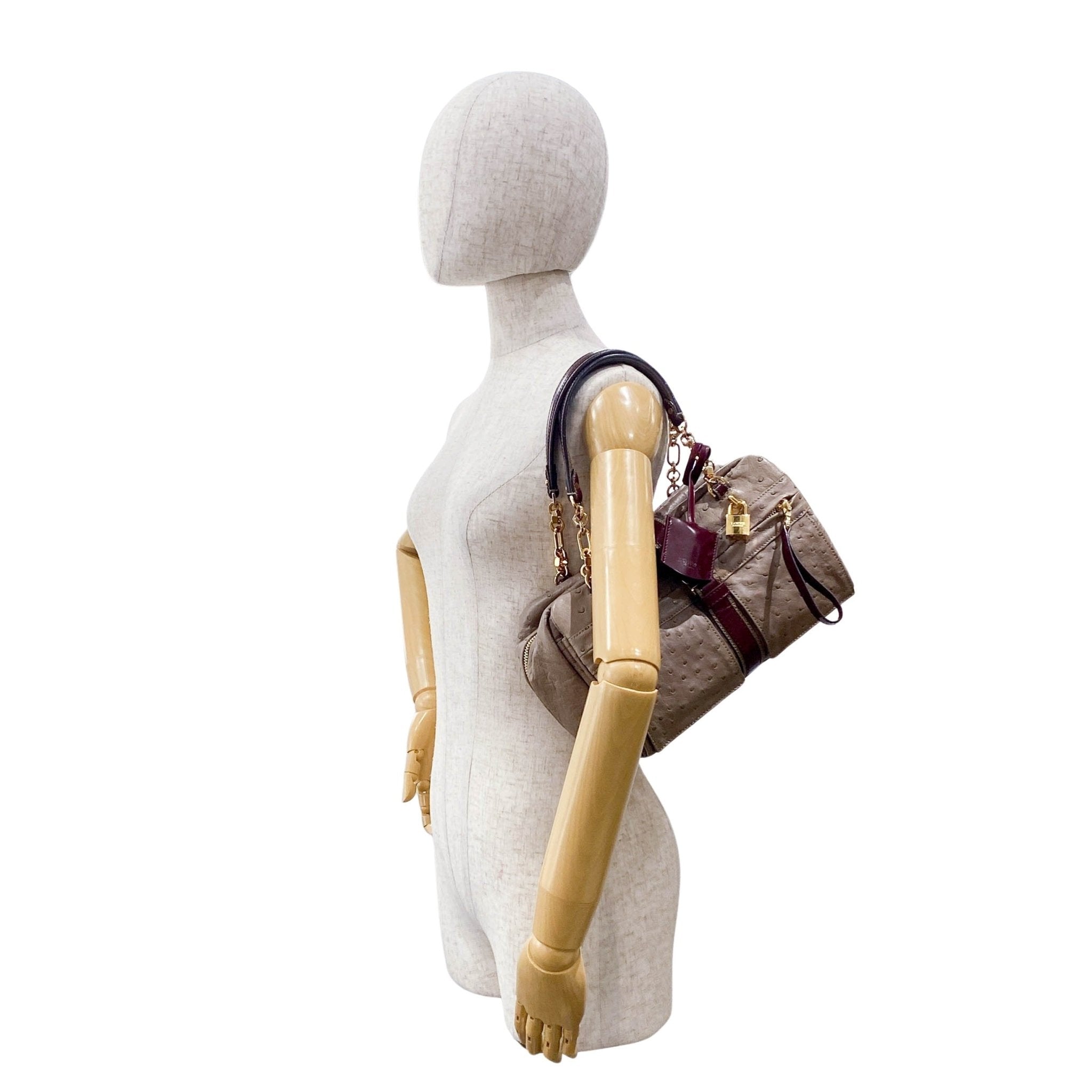 LOEWE Grey Leather with Gold and Wine Details Handle Bag, in , Sold by HIVE PRELOVED - Handle Bags, ,