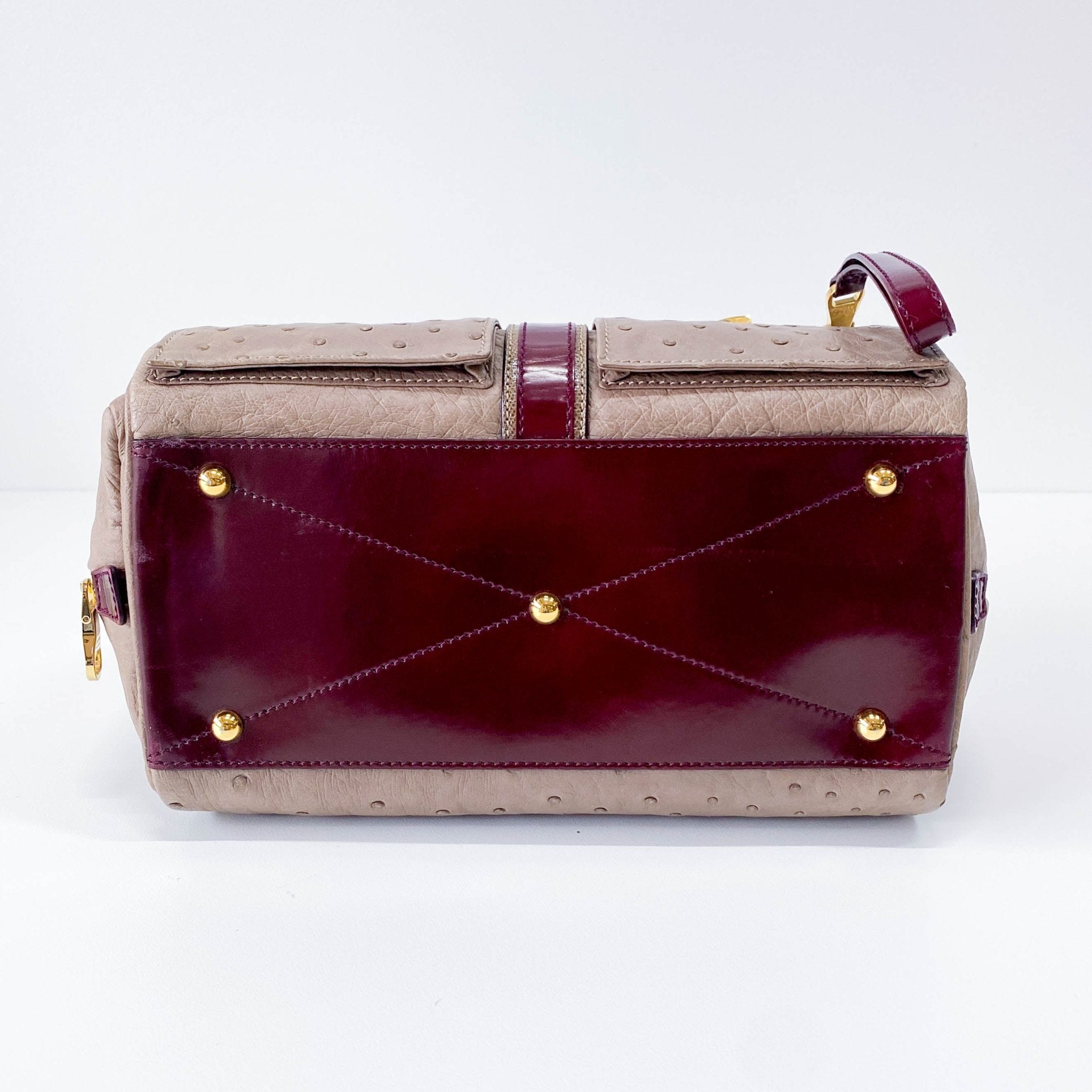 LOEWE Grey Leather with Gold and Wine Details Handle Bag, in , Sold by HIVE PRELOVED - Handle Bags, ,