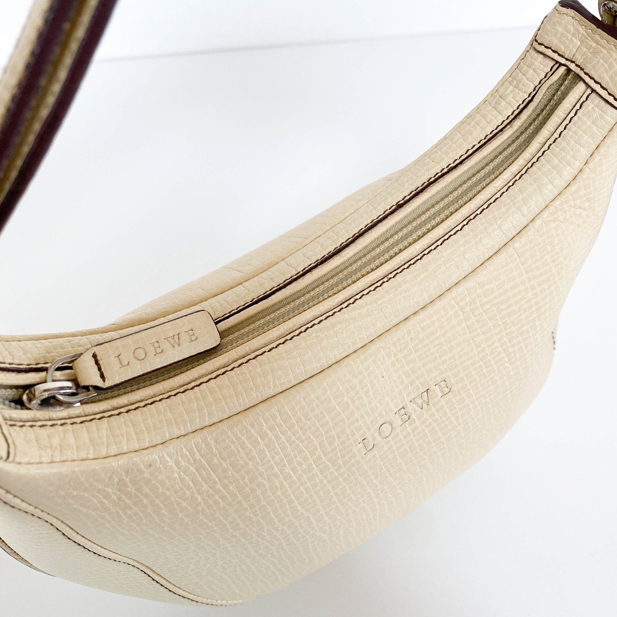 LOEWE Ivory Leather Crescent Shoulder Bag, in , Sold by HIVE PRELOVED - Shoulder Bags, ,