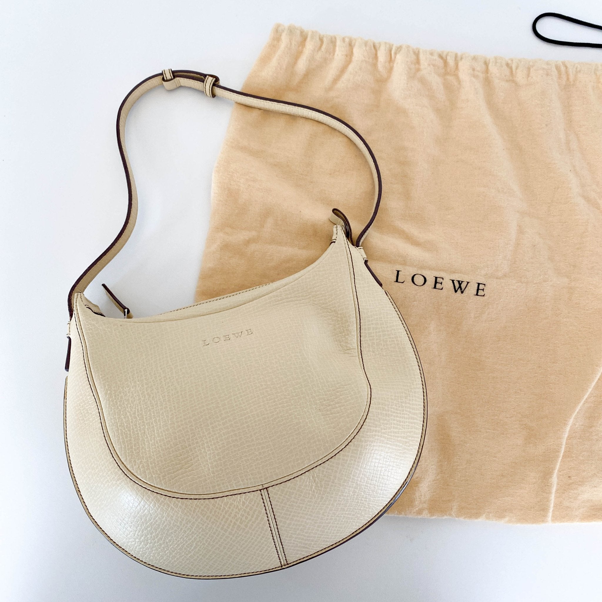 LOEWE Ivory Leather Crescent Shoulder Bag, in , Sold by HIVE PRELOVED - Shoulder Bags, ,