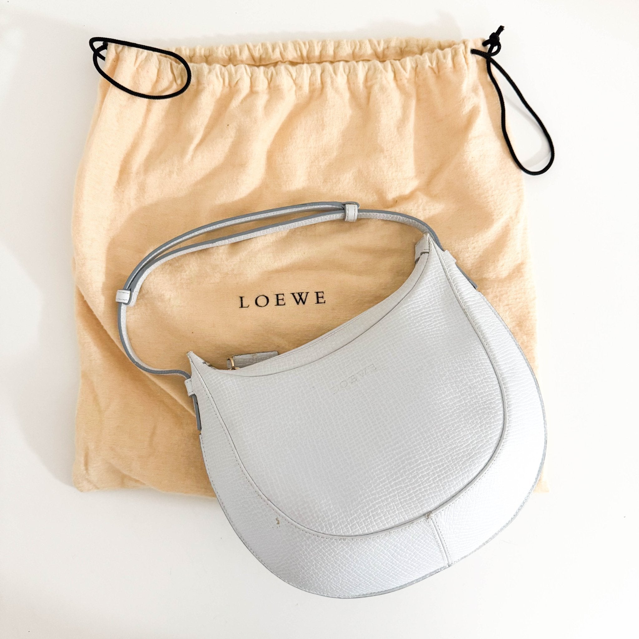 LOEWE Leather Half Moon Shoulder Bag Ice Blue, in , Sold by HIVE PRELOVED - Shoulder Bags, ,