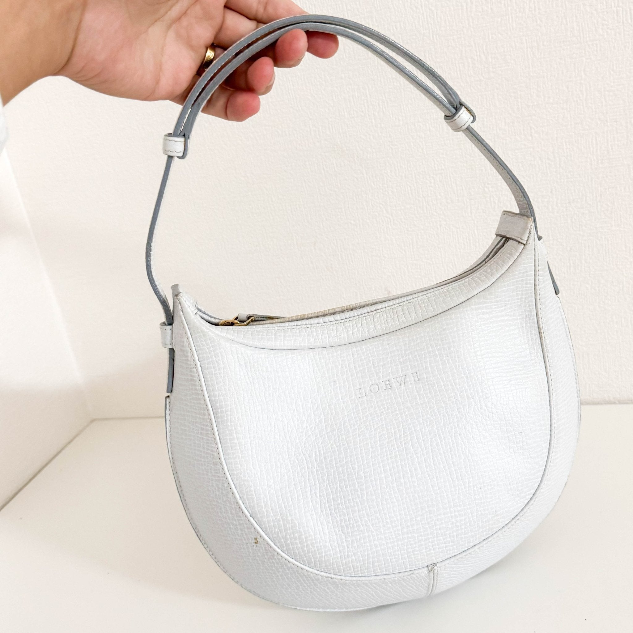 LOEWE Leather Half Moon Shoulder Bag Ice Blue, in , Sold by HIVE PRELOVED - Shoulder Bags, ,