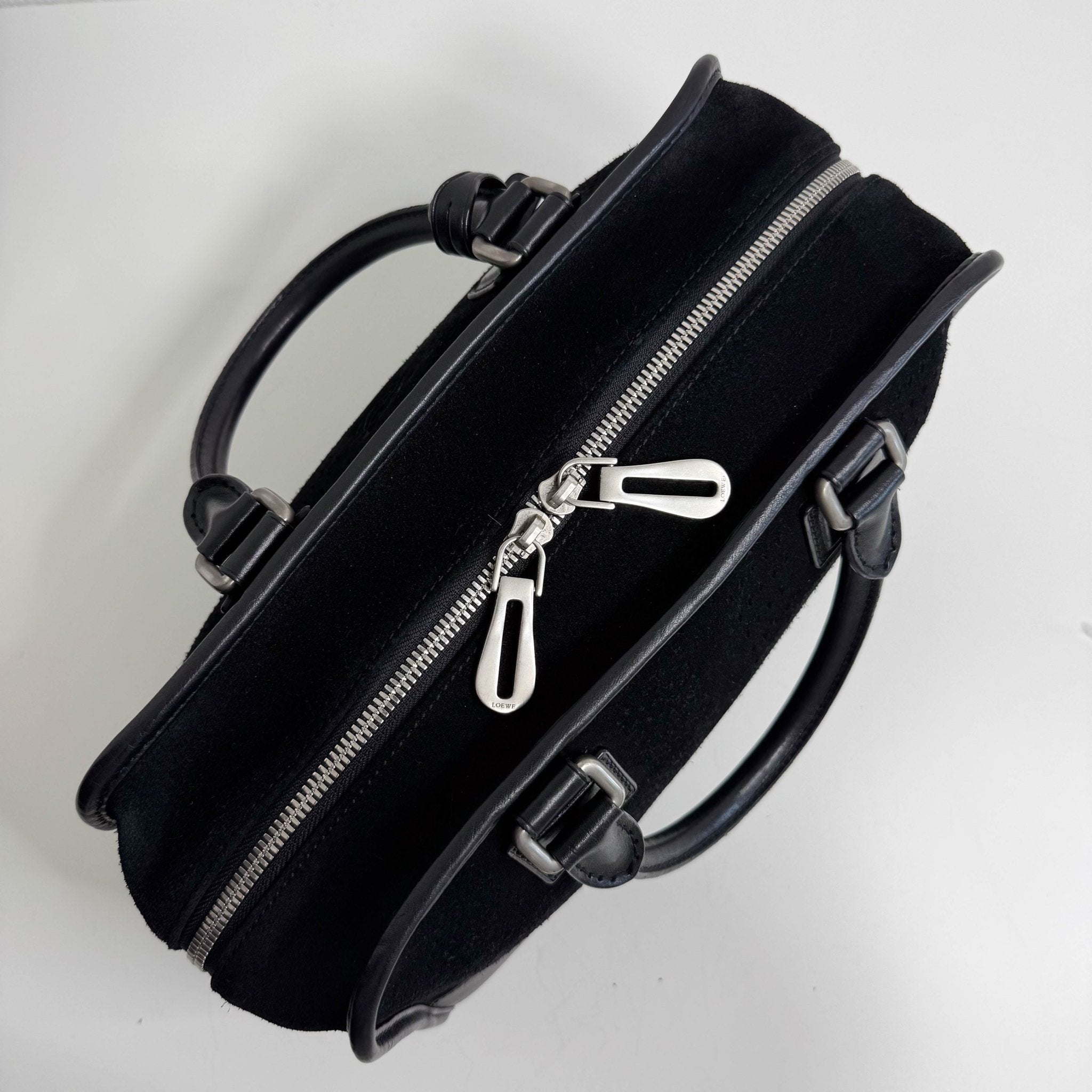 LOEWE Loewe Amazona 28 Black Suede Boston Bag, in , Sold by HIVE PRELOVED - Handle Bags, ,