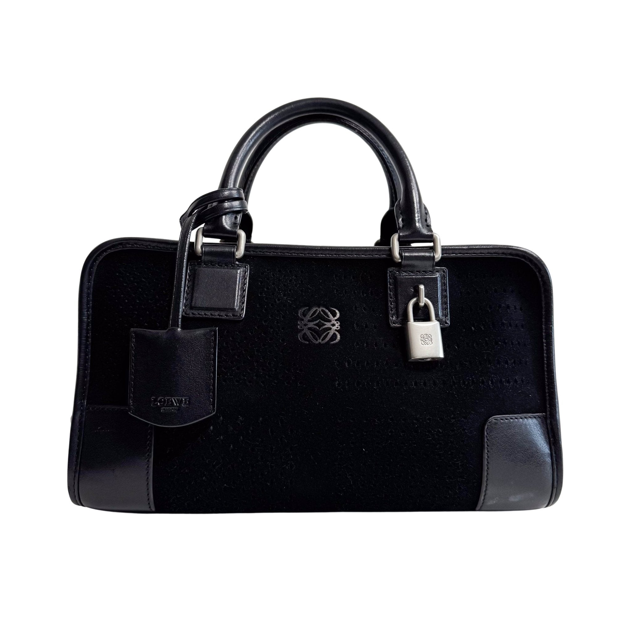 LOEWE Loewe Amazona 28 Black Suede Boston Bag, in , Sold by HIVE PRELOVED - Handle Bags, ,