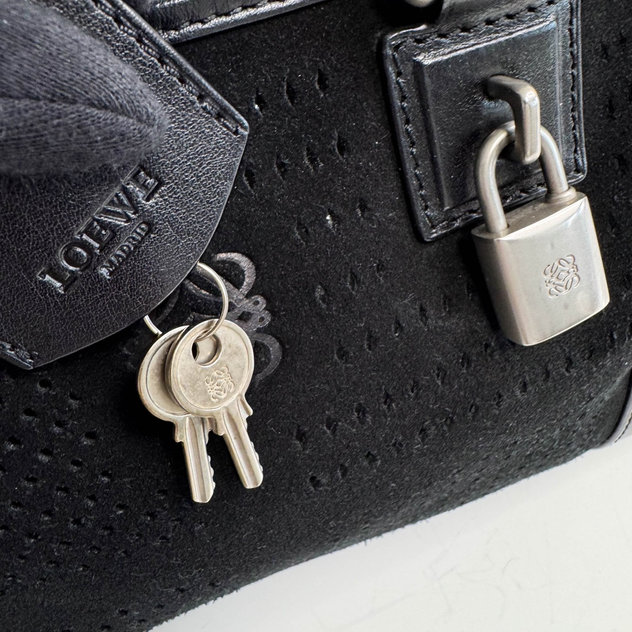 LOEWE Loewe Amazona 28 Black Suede Boston Bag, in , Sold by HIVE PRELOVED - Handle Bags, ,