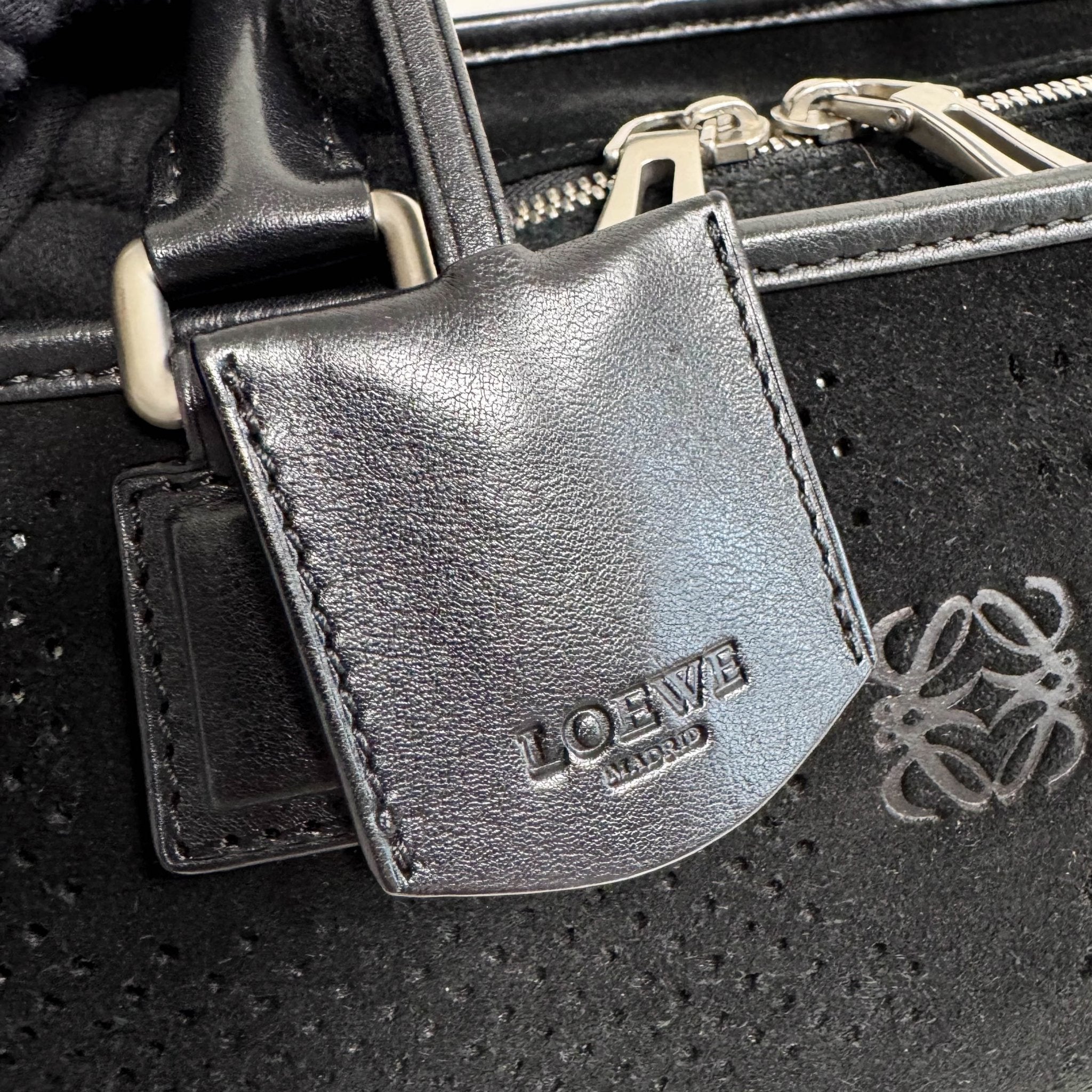 LOEWE Loewe Amazona 28 Black Suede Boston Bag, in , Sold by HIVE PRELOVED - Handle Bags, ,
