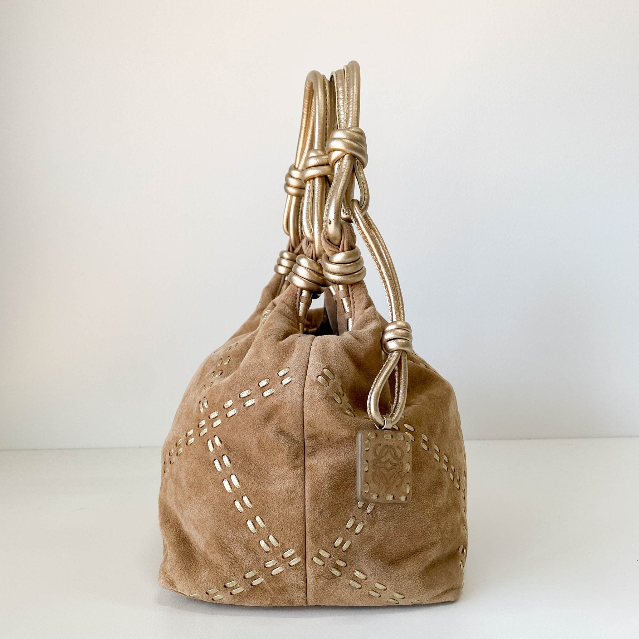 LOEWE Rose Gold Suede Shoulder Bag, in , Sold by HIVE PRELOVED - Shoulder Bags, ,