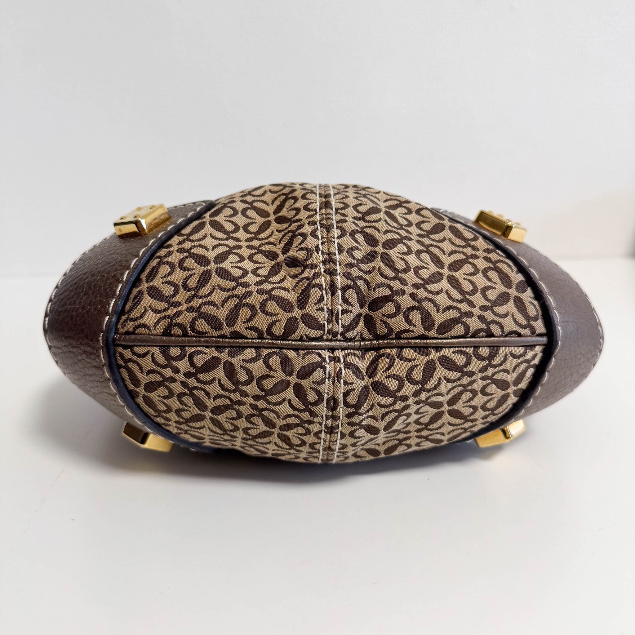 LOEWE Vintage Hobo Bronze Leather Canvas Shoulder Bag, in , Sold by HIVE PRELOVED - Shoulder Bags, ,