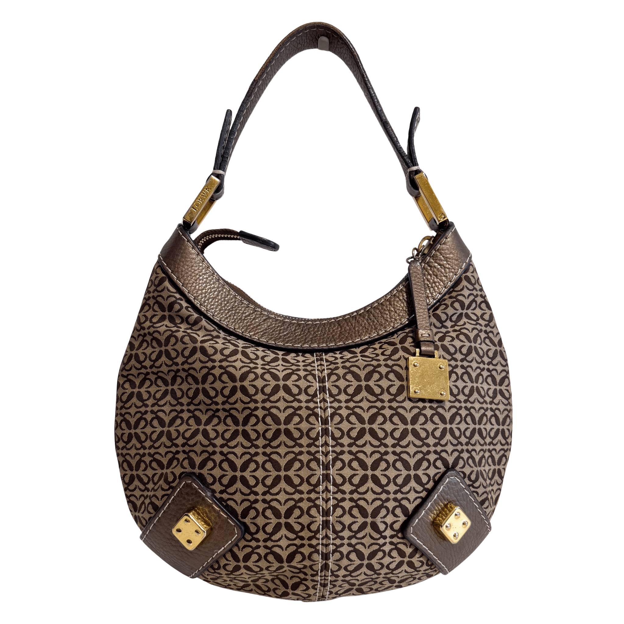 LOEWE Vintage Hobo Bronze Leather Canvas Shoulder Bag, in , Sold by HIVE PRELOVED - Shoulder Bags, ,