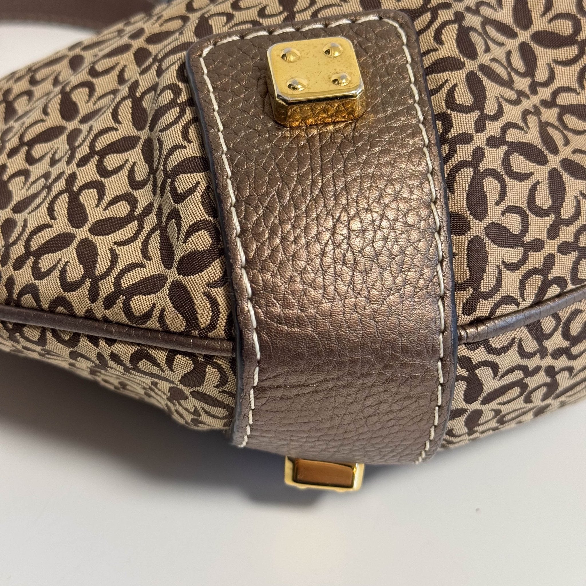 LOEWE Vintage Hobo Bronze Leather Canvas Shoulder Bag, in , Sold by HIVE PRELOVED - Shoulder Bags, ,