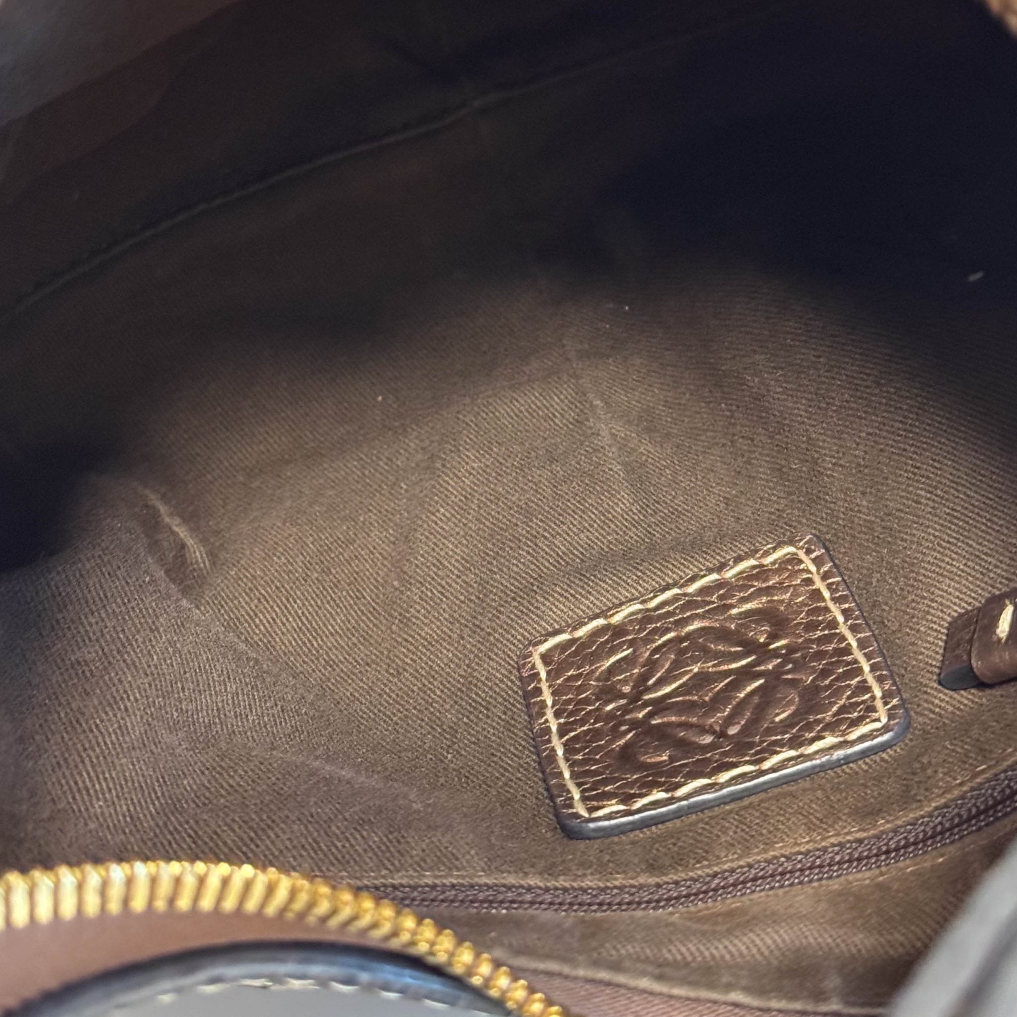 LOEWE Vintage Hobo Bronze Leather Canvas Shoulder Bag, in , Sold by HIVE PRELOVED - Shoulder Bags, ,