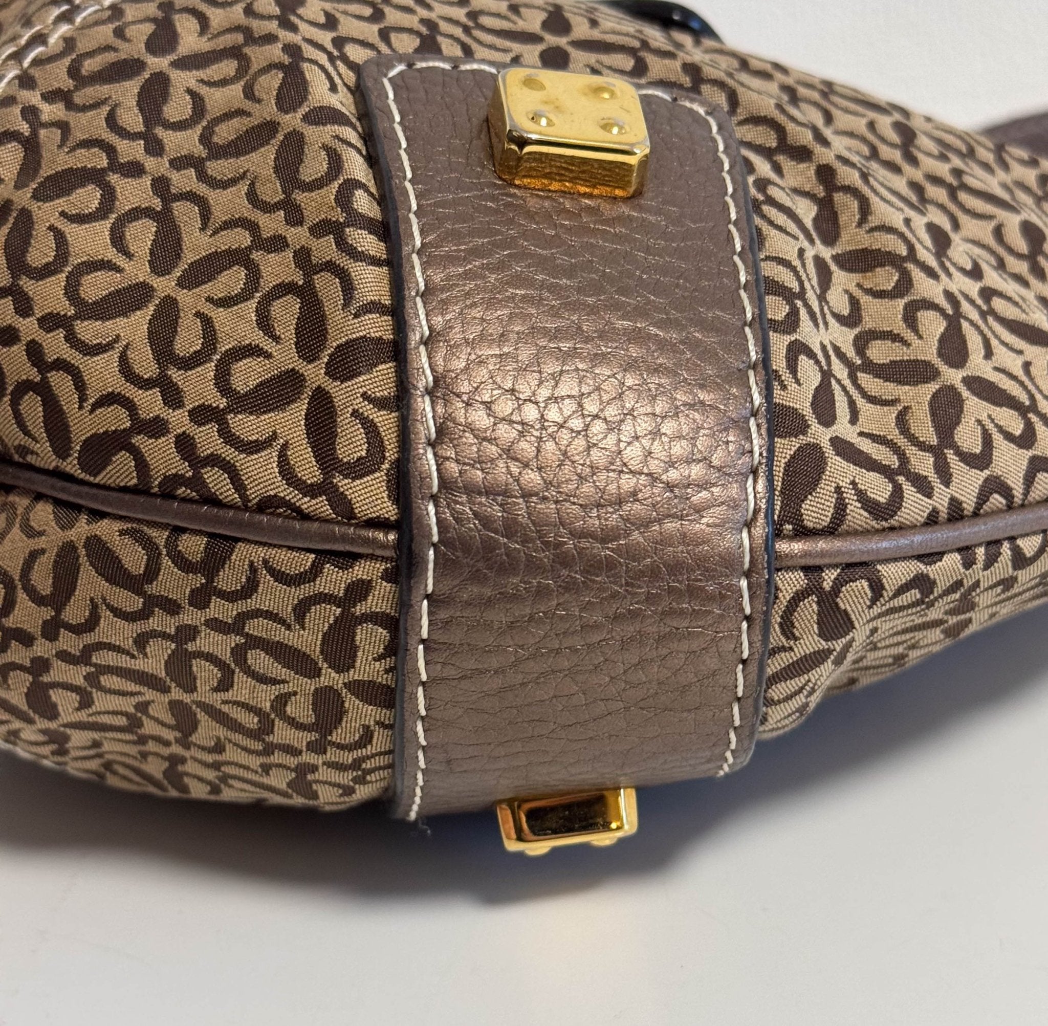 LOEWE Vintage Hobo Bronze Leather Canvas Shoulder Bag, in , Sold by HIVE PRELOVED - Shoulder Bags, ,