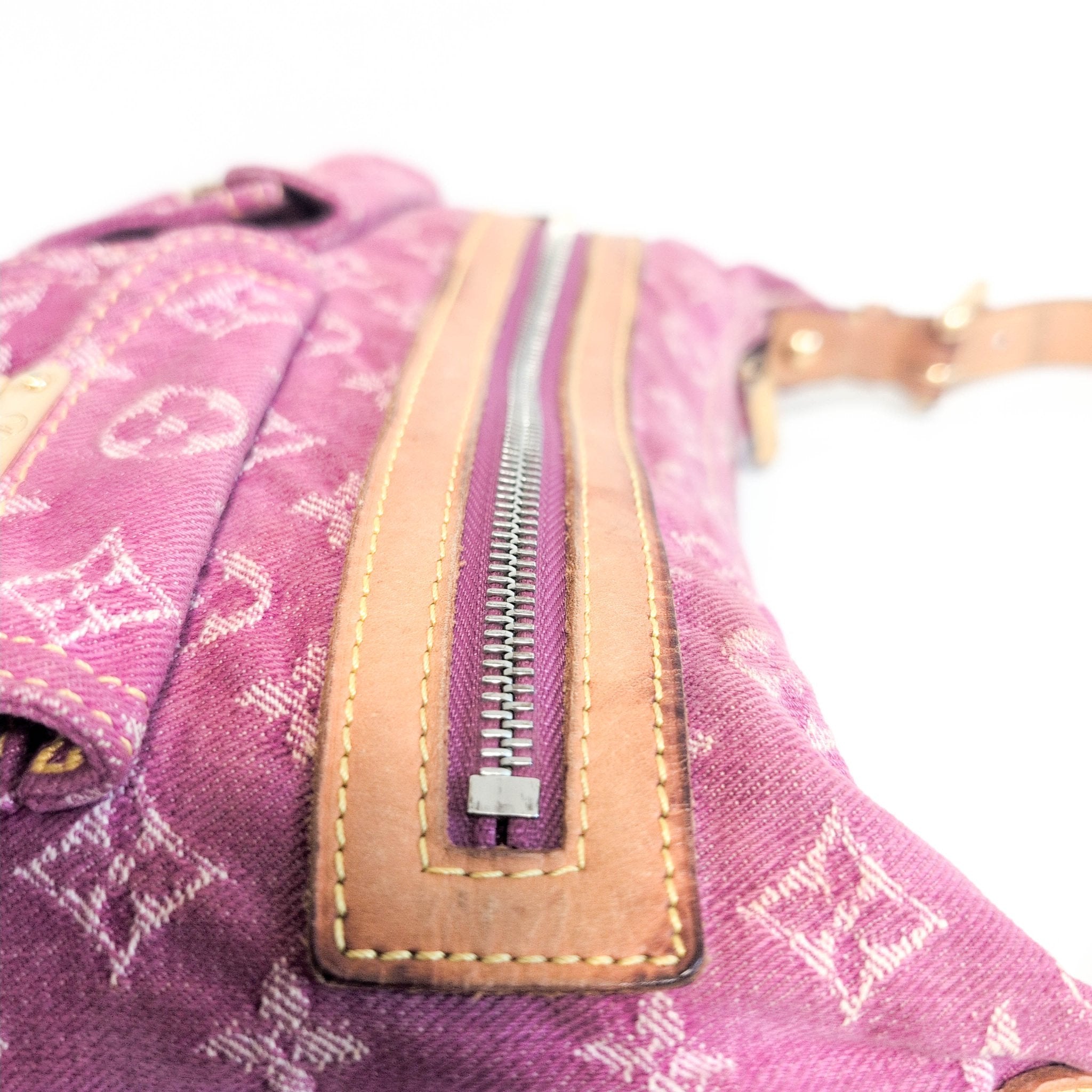 LOUIS VUITTON Baggy Pink Monogram Denim Shoulder Bag Fuchsia, in , Sold by HIVE PRELOVED - Crossbody bags, Shoulder Bags,
