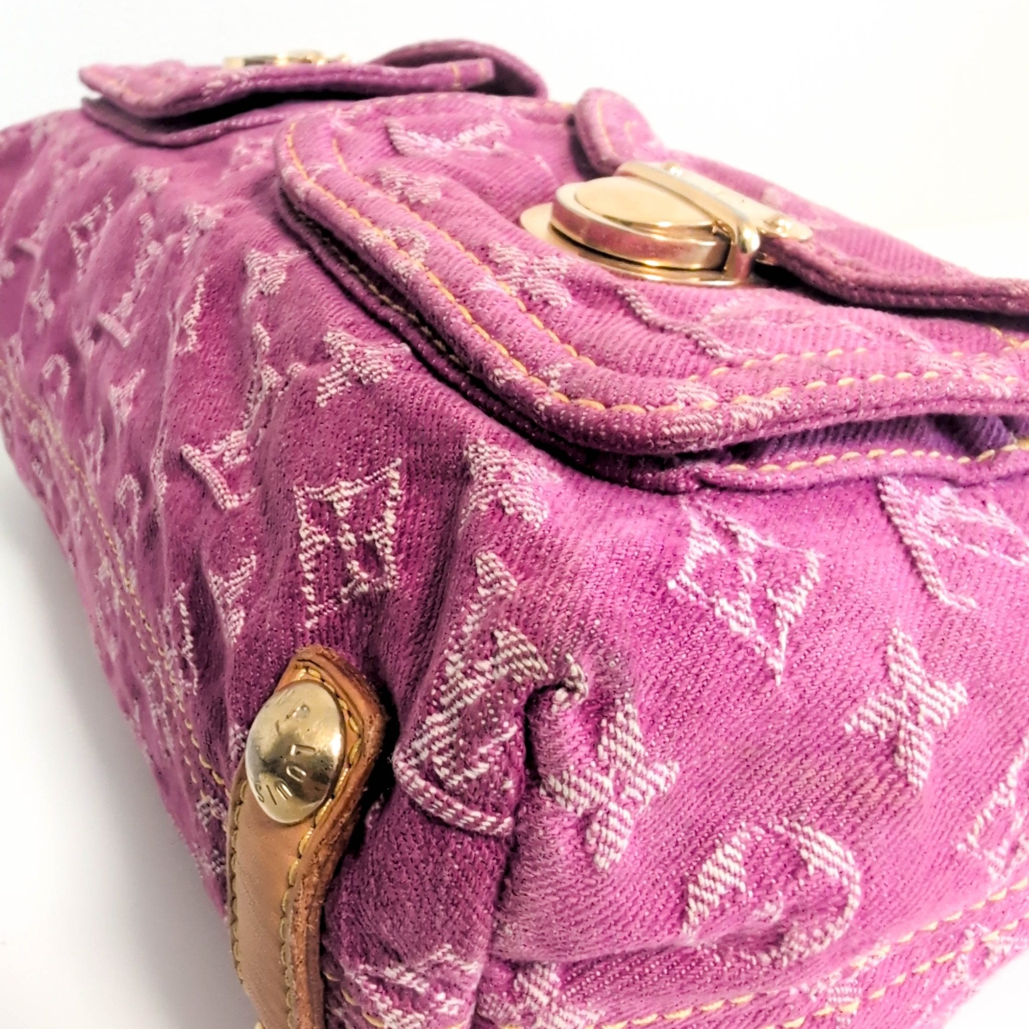 LOUIS VUITTON Baggy Pink Monogram Denim Shoulder Bag Fuchsia, in , Sold by HIVE PRELOVED - Crossbody bags, Shoulder Bags,