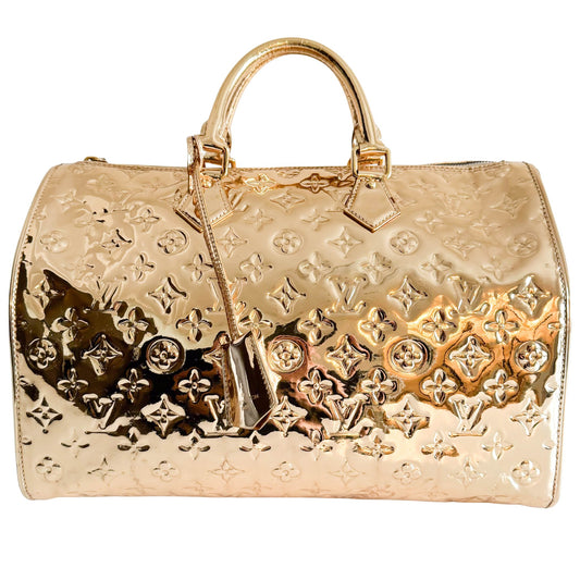 LOUIS VUITTON Gold Monogram Miroir Speedy 35 Handbag, in , Sold by HIVE PRELOVED - Handle Bags, ,