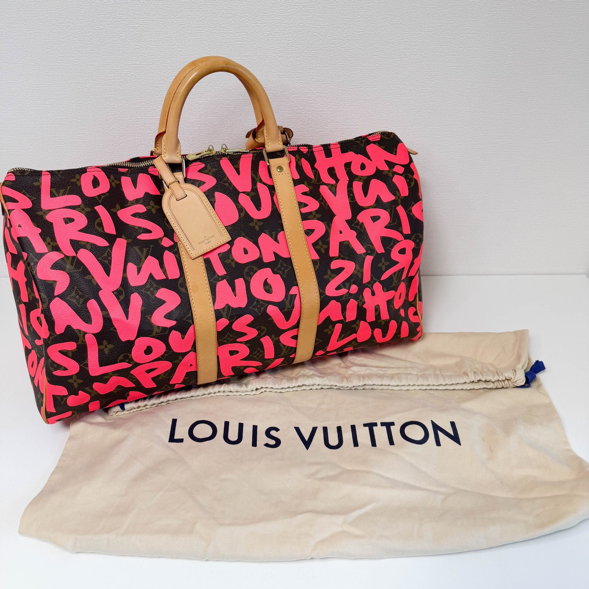 LOUIS VUITTON Graffiti Keepall 50 Stephen Sprouse Pink Travel Bag, in , Sold by HIVE PRELOVED - Travel bags, ,