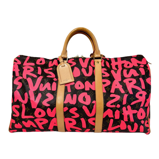 LOUIS VUITTON Graffiti Keepall 50 Stephen Sprouse Pink Travel Bag, in , Sold by HIVE PRELOVED - Travel bags, ,