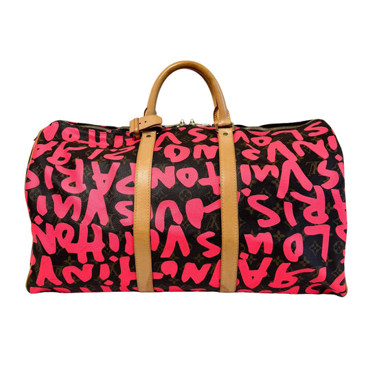 LOUIS VUITTON Graffiti Keepall 50 Stephen Sprouse Pink Travel Bag, in , Sold by HIVE PRELOVED - Travel bags, ,