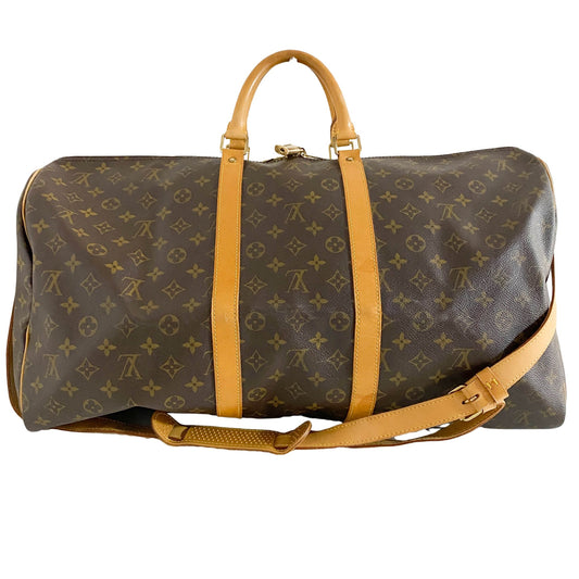 LOUIS VUITTON Keepall Bandoulière 55, Leather (unspecified) in Brown, Sold by HIVE PRELOVED - Handle Bags, Travel bags