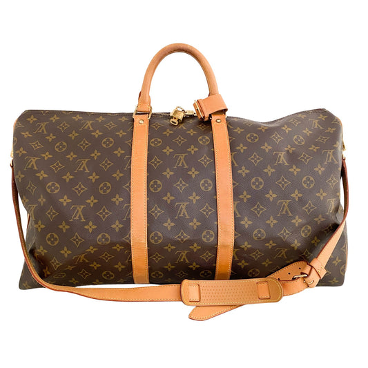 LOUIS VUITTON Keepall Bandoulière 55, Leather (unspecified) in Brown, Sold by HIVE PRELOVED - Handle Bags, Travel bags