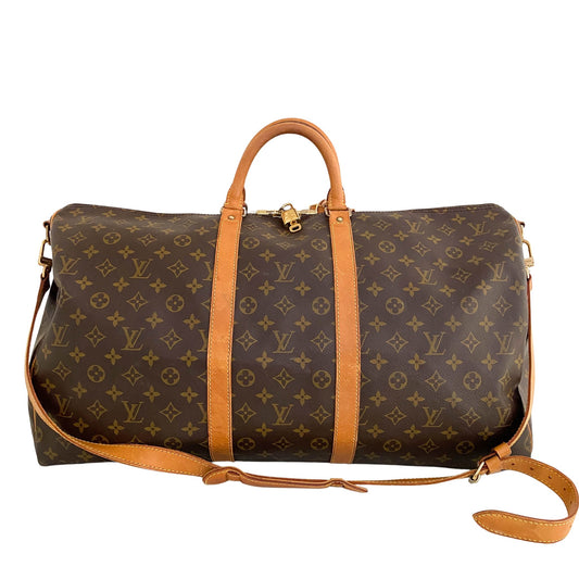 LOUIS VUITTON Keepall Bandoulière 55, Leather (unspecified) in Brown, Sold by HIVE PRELOVED - Handle Bags, Travel bags