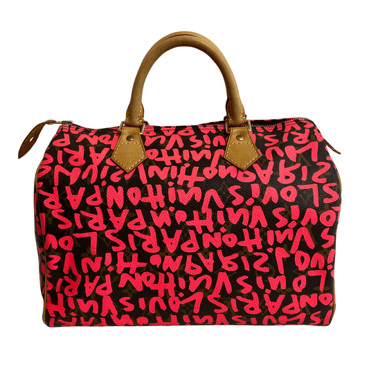 LOUIS VUITTON Limited Edition Fuchsia Graffiti Stephen Sprouse Speedy 30 Bag, in , Sold by HIVE PRELOVED - Handle Bags, ,