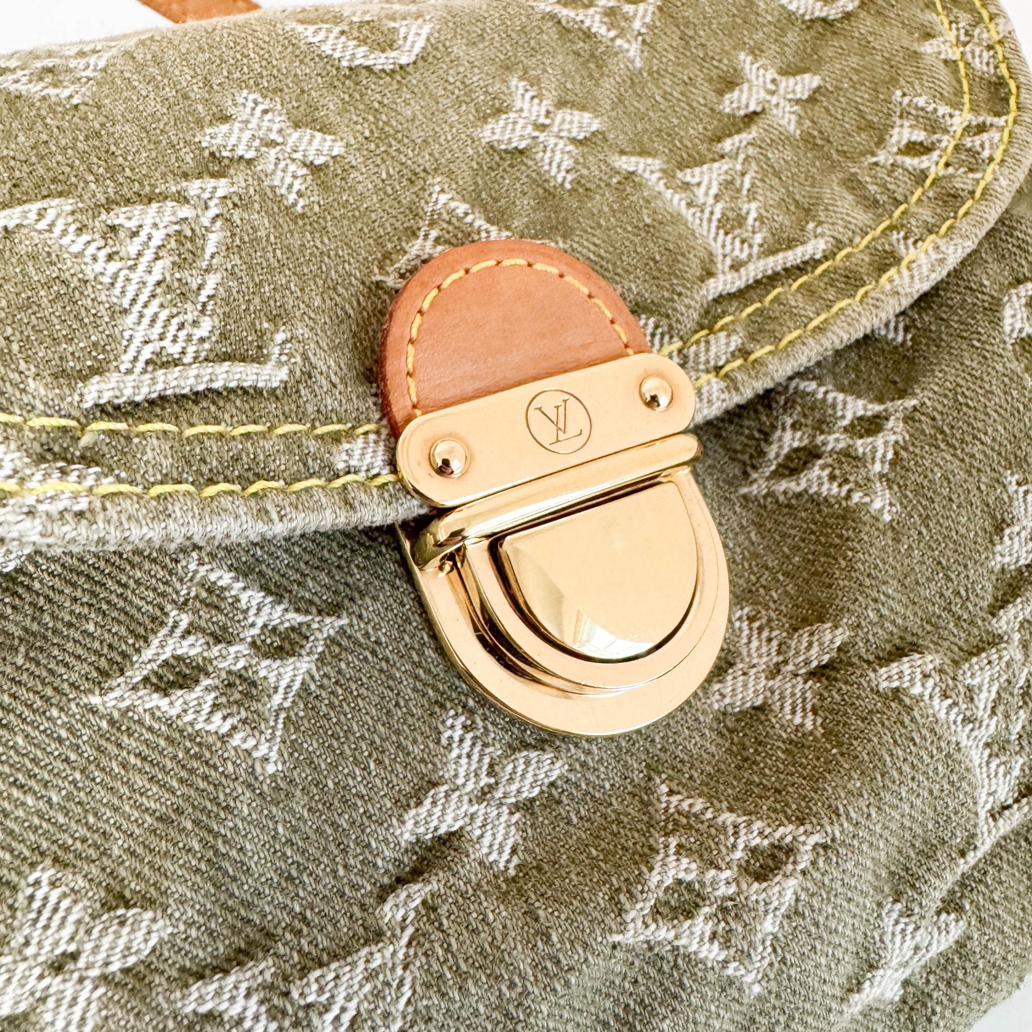 LOUIS VUITTON Louis Vuitton Monogram Denim Pleaty Shoulder Bag in Khaki Green, in , Sold by HIVE PRELOVED - Shoulder Bags, ,