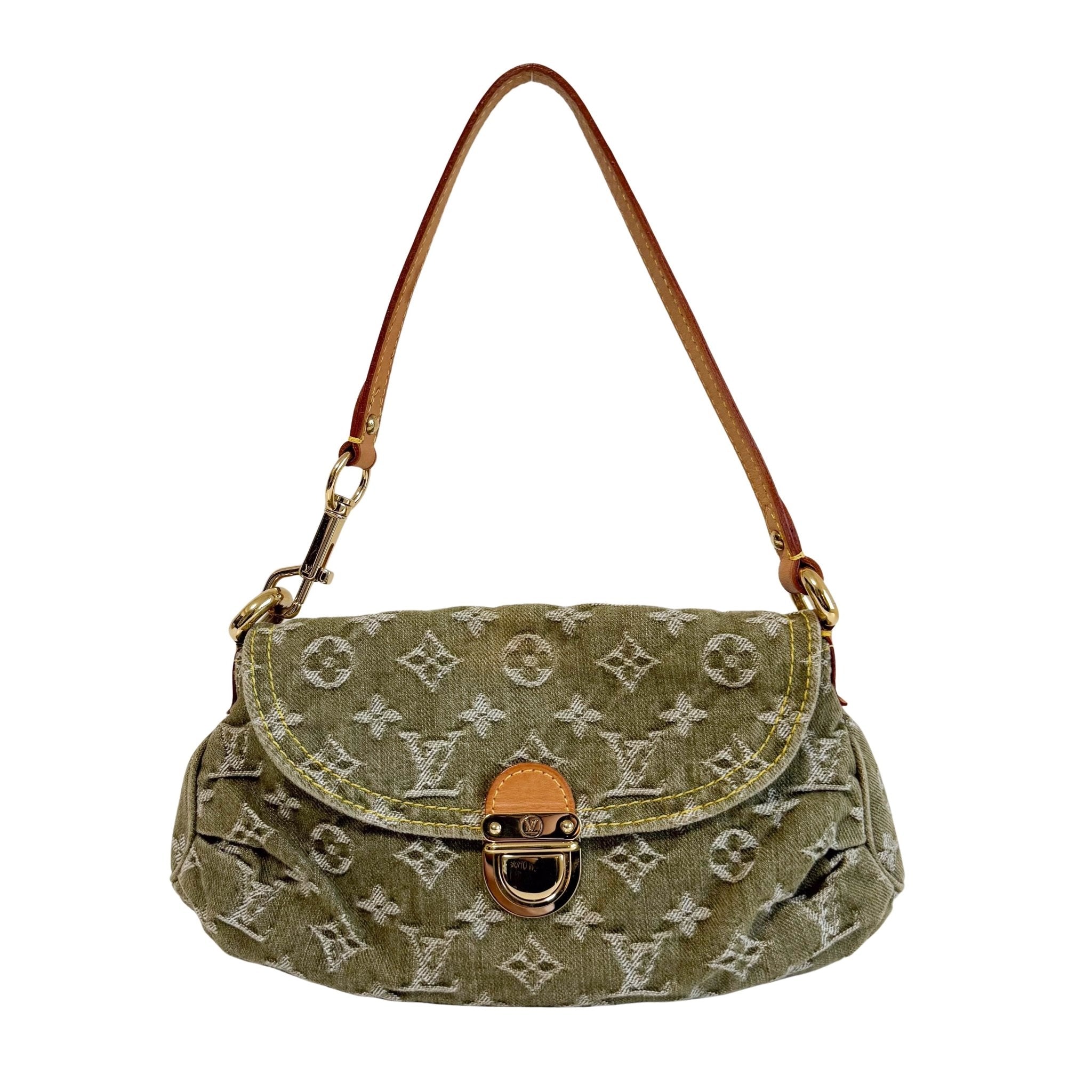 LOUIS VUITTON Louis Vuitton Monogram Denim Pleaty Shoulder Bag in Khaki Green, in , Sold by HIVE PRELOVED - Shoulder Bags, ,