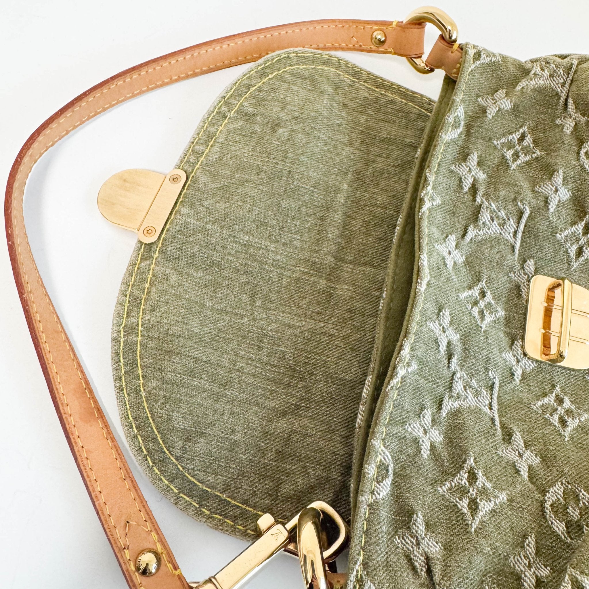 LOUIS VUITTON Louis Vuitton Monogram Denim Pleaty Shoulder Bag in Khaki Green, in , Sold by HIVE PRELOVED - Shoulder Bags, ,