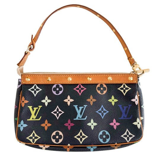 LOUIS VUITTON Louis Vuitton x Takashi Murakami Black Monogram Multicolor Canvas Pochette Accessoire, in Sold by HIVE PRELOVED