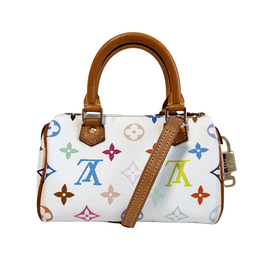 LOUIS VUITTON Louis Vuitton x Takashi Murakami Nano / Mini HL Speedy Bandoulière Multicolour Monogram Canvas, in , Sold by HIVE PRELOVED - Handle Bags, Mini bags,