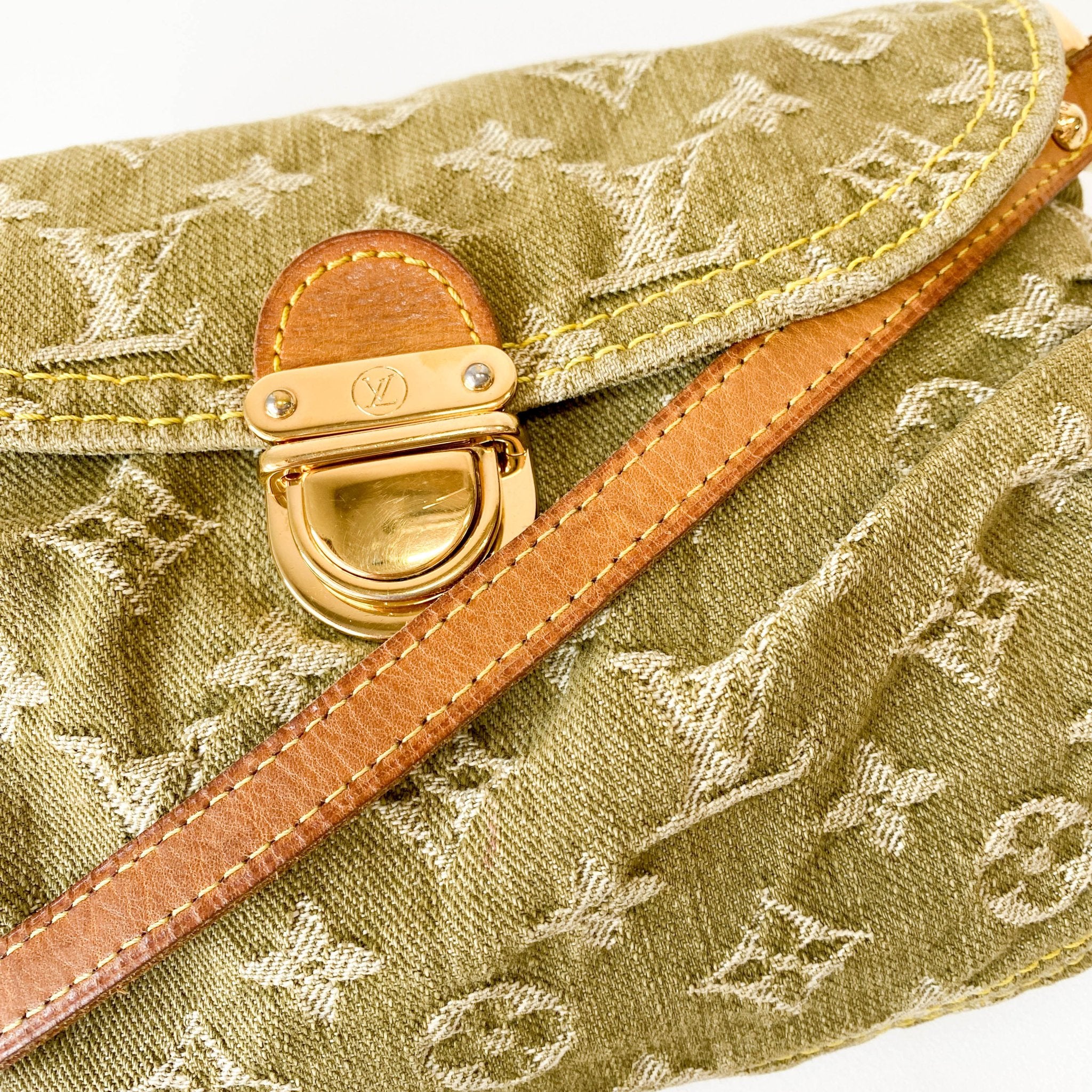 LOUIS VUITTON Monogram Denim Pleaty Shoulder Bag in Khaki Green, in , Sold by HIVE PRELOVED - Shoulder Bags, ,