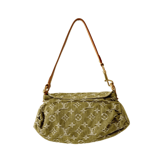 LOUIS VUITTON Monogram Denim Pleaty Shoulder Bag in Khaki Green, in , Sold by HIVE PRELOVED - Shoulder Bags, ,