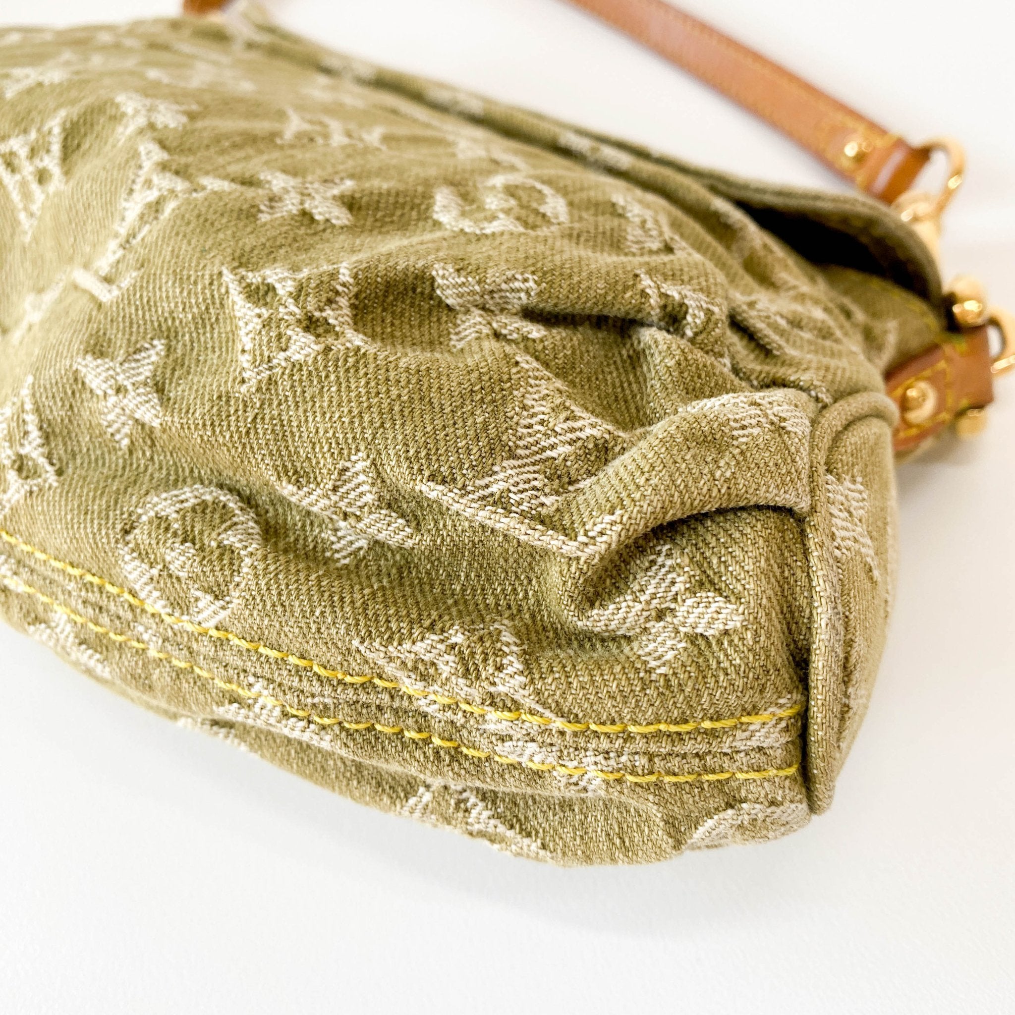 LOUIS VUITTON Monogram Denim Pleaty Shoulder Bag in Khaki Green, in , Sold by HIVE PRELOVED - Shoulder Bags, ,