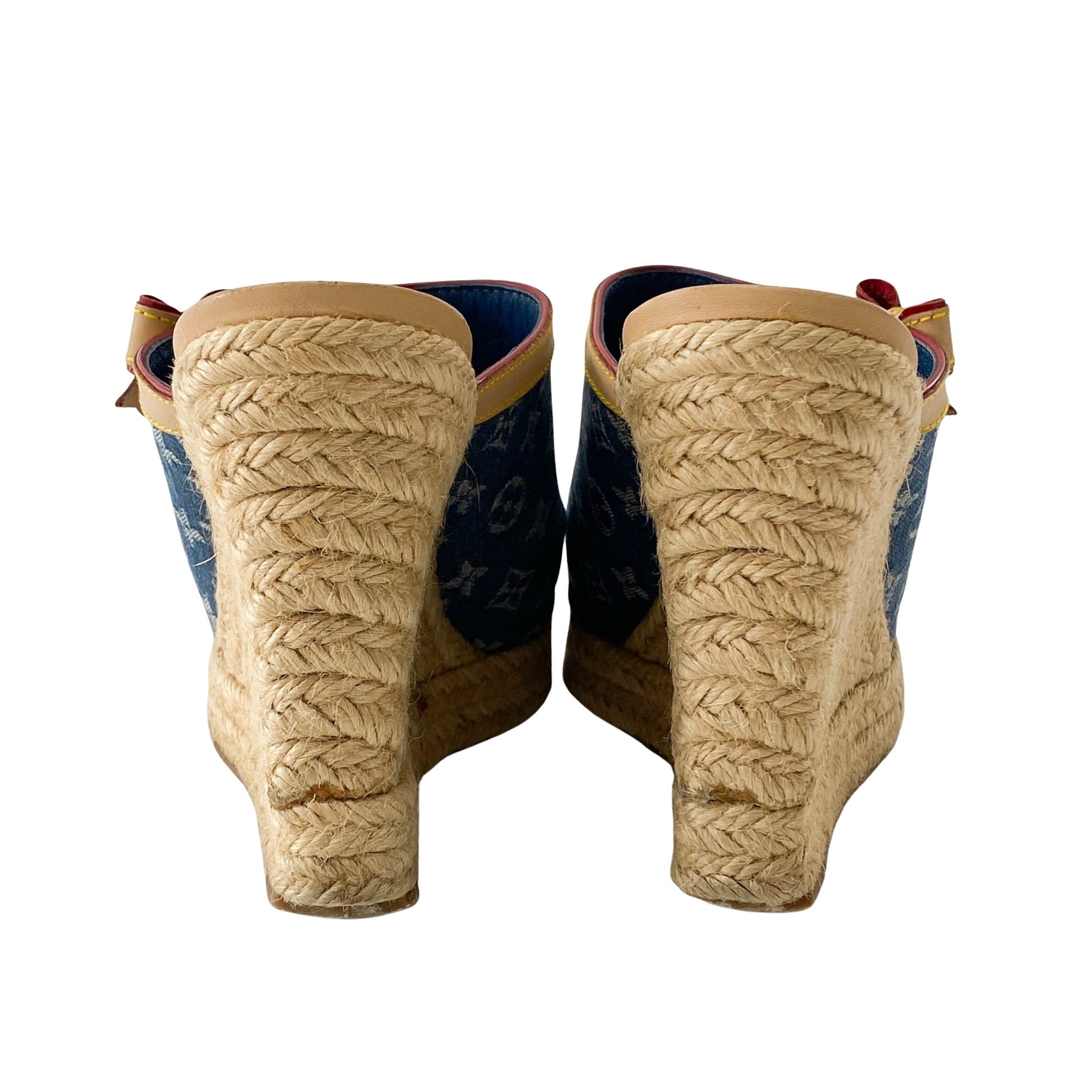 LOUIS VUITTON Monogram Denim Sandals 36, in , Sold by HIVE PRELOVED - Sandals, ,