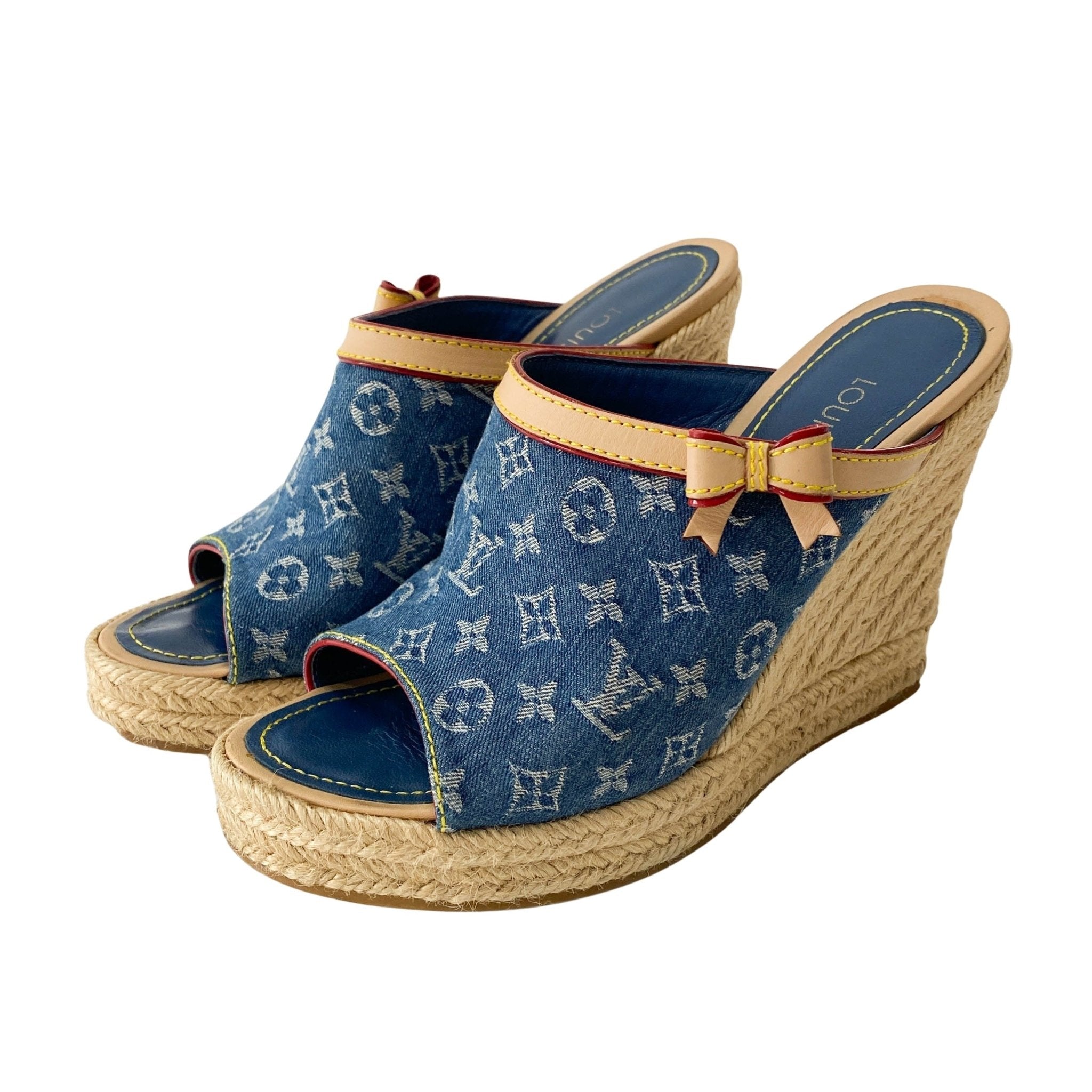 LOUIS VUITTON Monogram Denim Sandals 36, in , Sold by HIVE PRELOVED - Sandals, ,