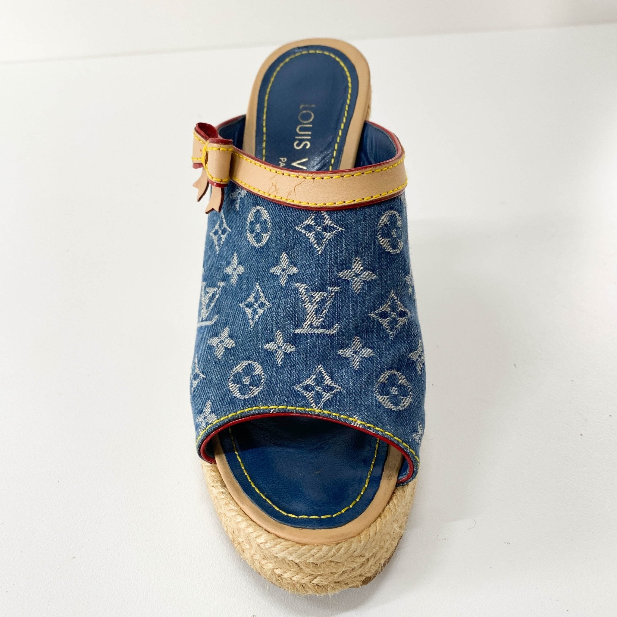 LOUIS VUITTON Monogram Denim Sandals 36, in , Sold by HIVE PRELOVED - Sandals, ,