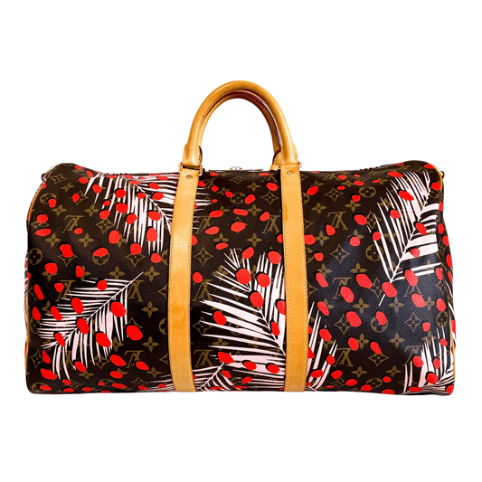 LOUIS VUITTON Monogram Jungle Dots Keepall Bandoulière 50 Sugar Pink Poppy, in , Sold by HIVE PRELOVED - Travel bags, ,
