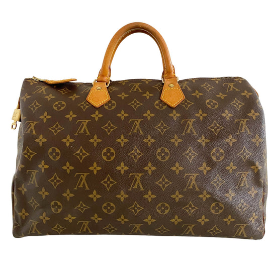 LOUIS VUITTON Monogram Speedy 40, Coated Canvas in Brown, Sold by HIVE PRELOVED - Handle Bags, Travel bags,