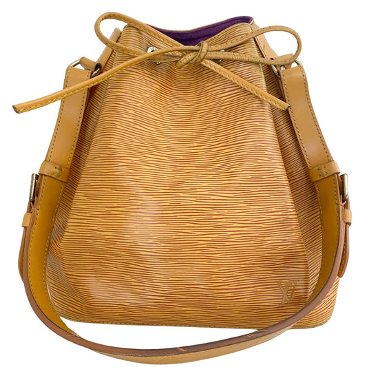 LOUIS VUITTON Petit Noé, Leather (unspecified) in Yellow, Sold by HIVE PRELOVED - Backpacks, Shoulder Bags,