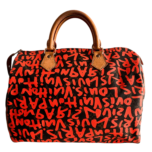 LOUIS VUITTON Stephen Sprouse Monogram Graffiti Speedy 30 Orange, in , Sold by HIVE PRELOVED - Handle Bags, ,