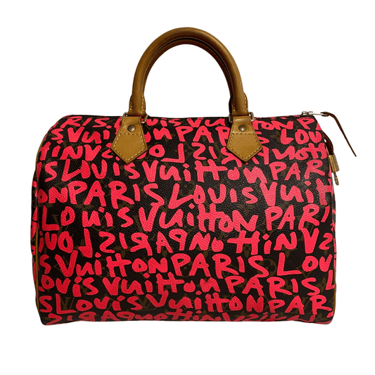 LOUIS VUITTON Stephen Sprouse Monogram Graffiti Speedy 30 Pink, in , Sold by HIVE PRELOVED - Handle Bags, ,