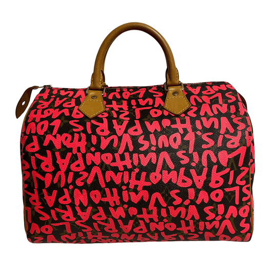 LOUIS VUITTON Stephen Sprouse Monogram Graffiti Speedy 30 Pink, in , Sold by HIVE PRELOVED - Handle Bags, ,