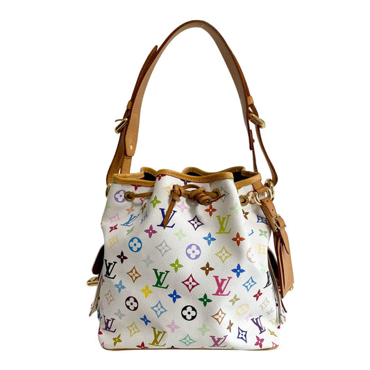 LOUIS VUITTON Takashi Murakami Multicolour Monogram Petit Noe White Shoulder Bag, in , Sold by HIVE PRELOVED - Shoulder Bags, ,