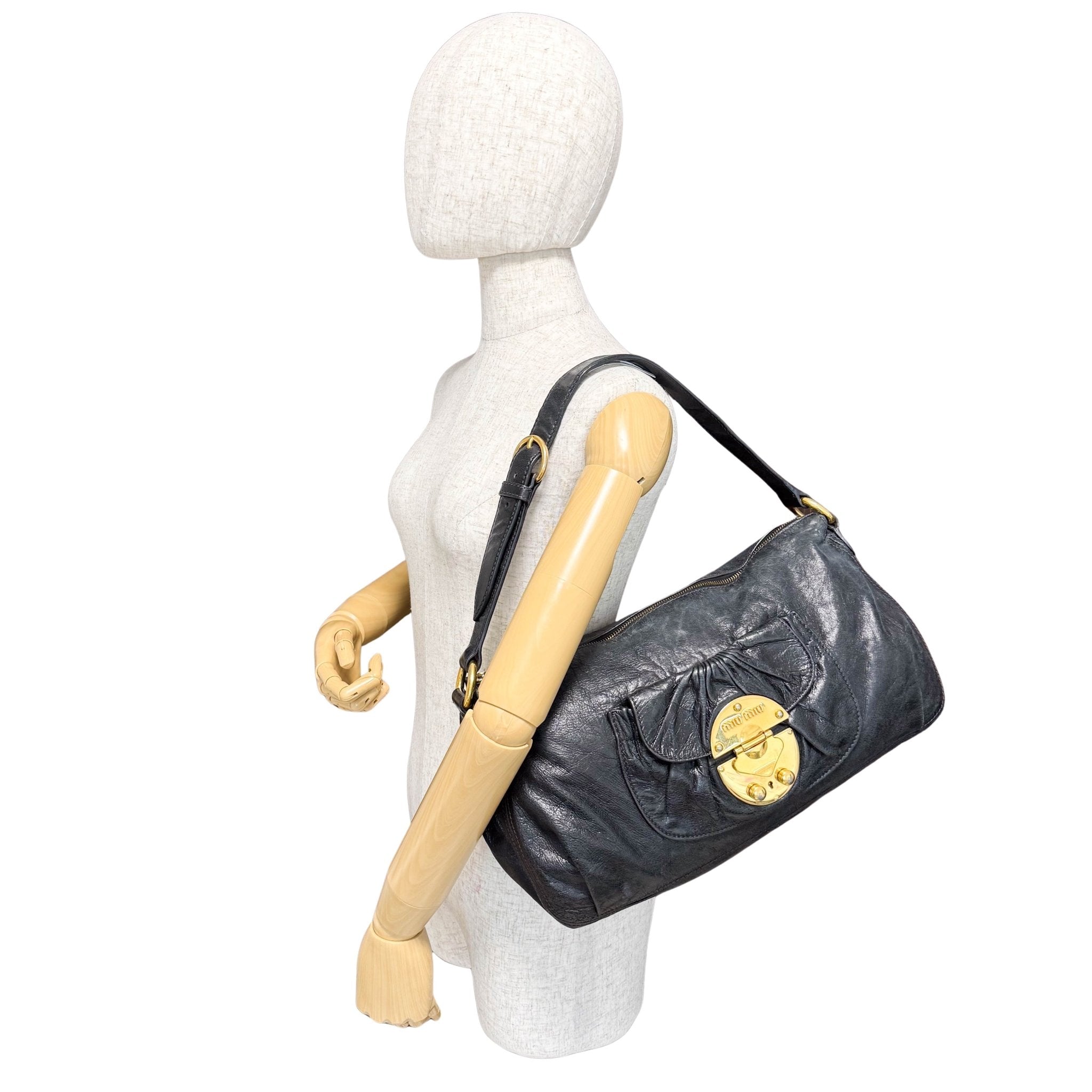 MIU MIU Archive Black Leather Shoulder Bag, in , Sold by HIVE PRELOVED - Shoulder Bags, ,