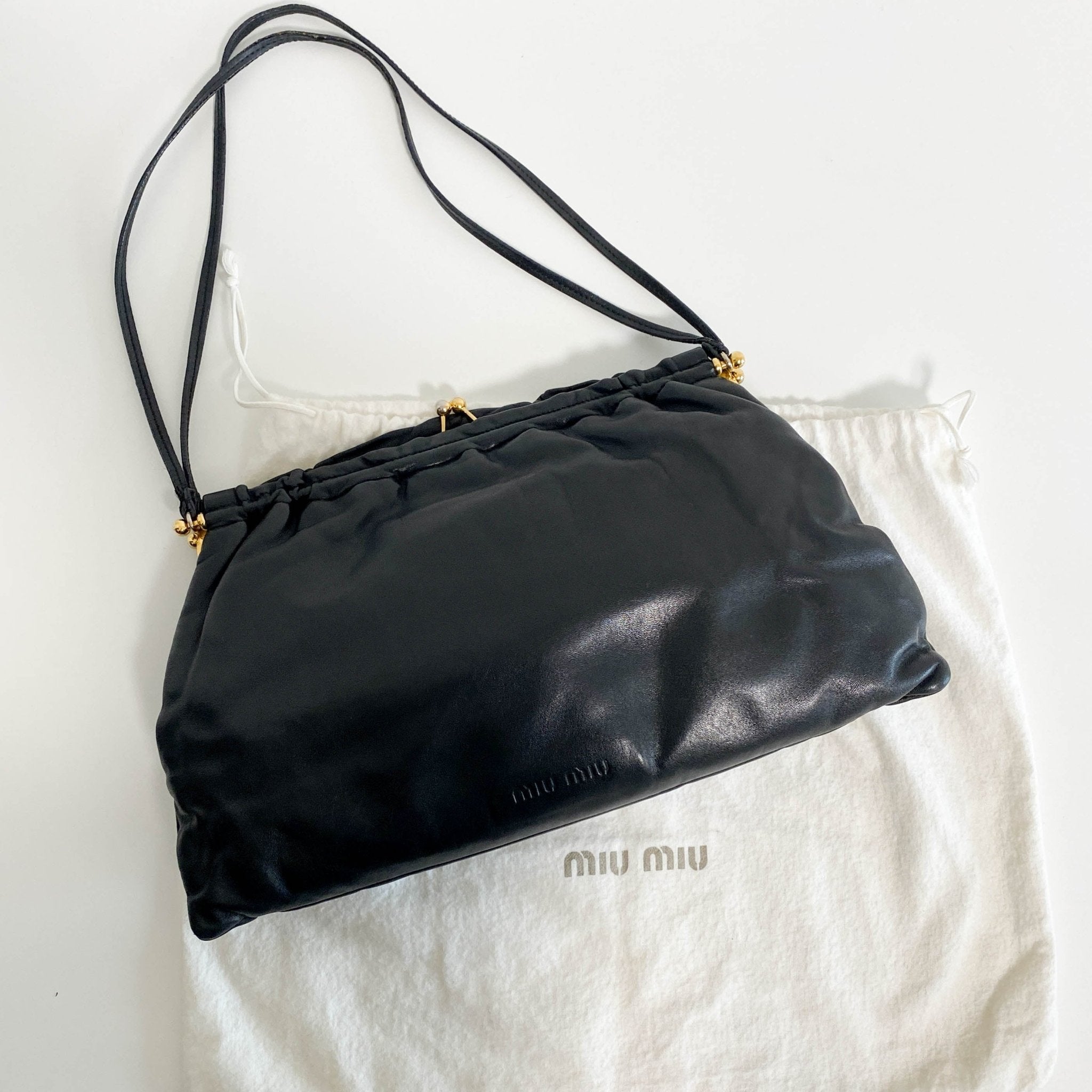 MIU MIU Archive Black Nappa Leather Shoulder Bag, in , Sold by HIVE PRELOVED - Shoulder Bags, ,