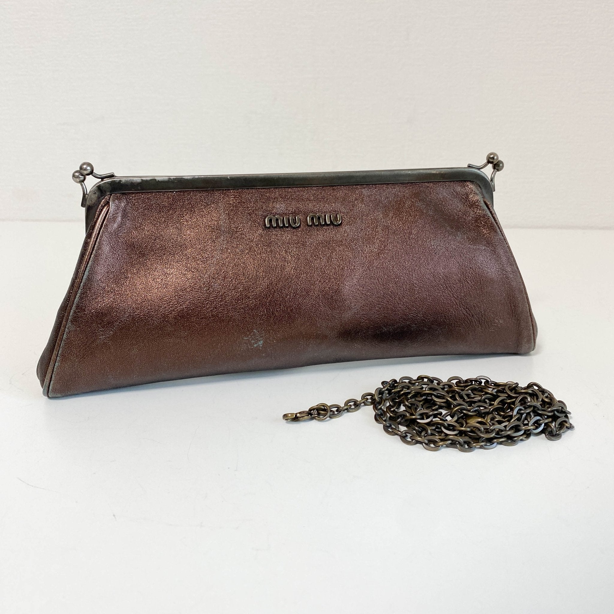 MIU MIU Archive Brown Leather Chain Shoulder Bag, in , Sold by HIVE PRELOVED - Shoulder Bags, ,