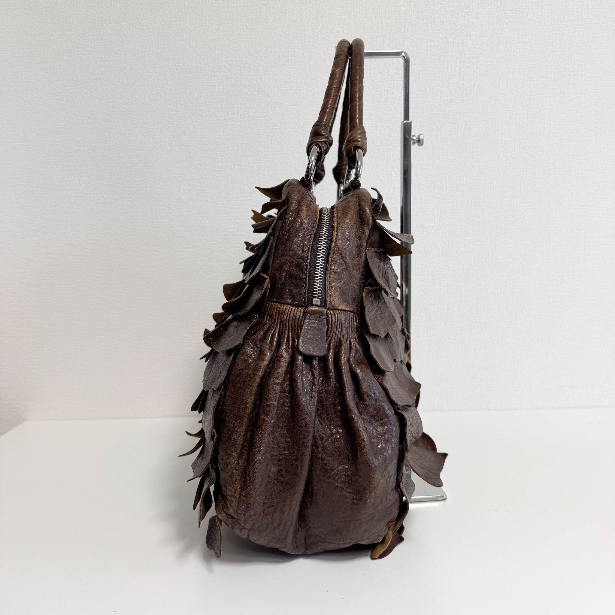 MIU MIU Archive Brown Leather Fringe Hand Bag, in , Sold by HIVE PRELOVED - Handle Bags, ,
