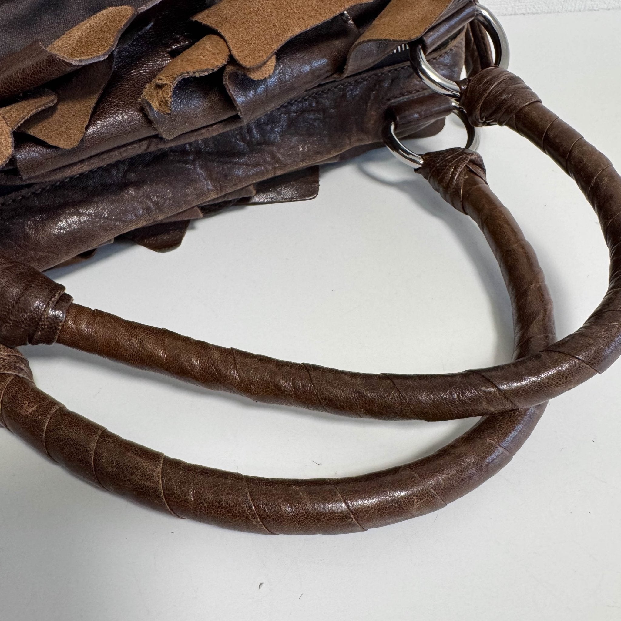 MIU MIU Archive Brown Leather Fringe Hand Bag, in , Sold by HIVE PRELOVED - Handle Bags, ,