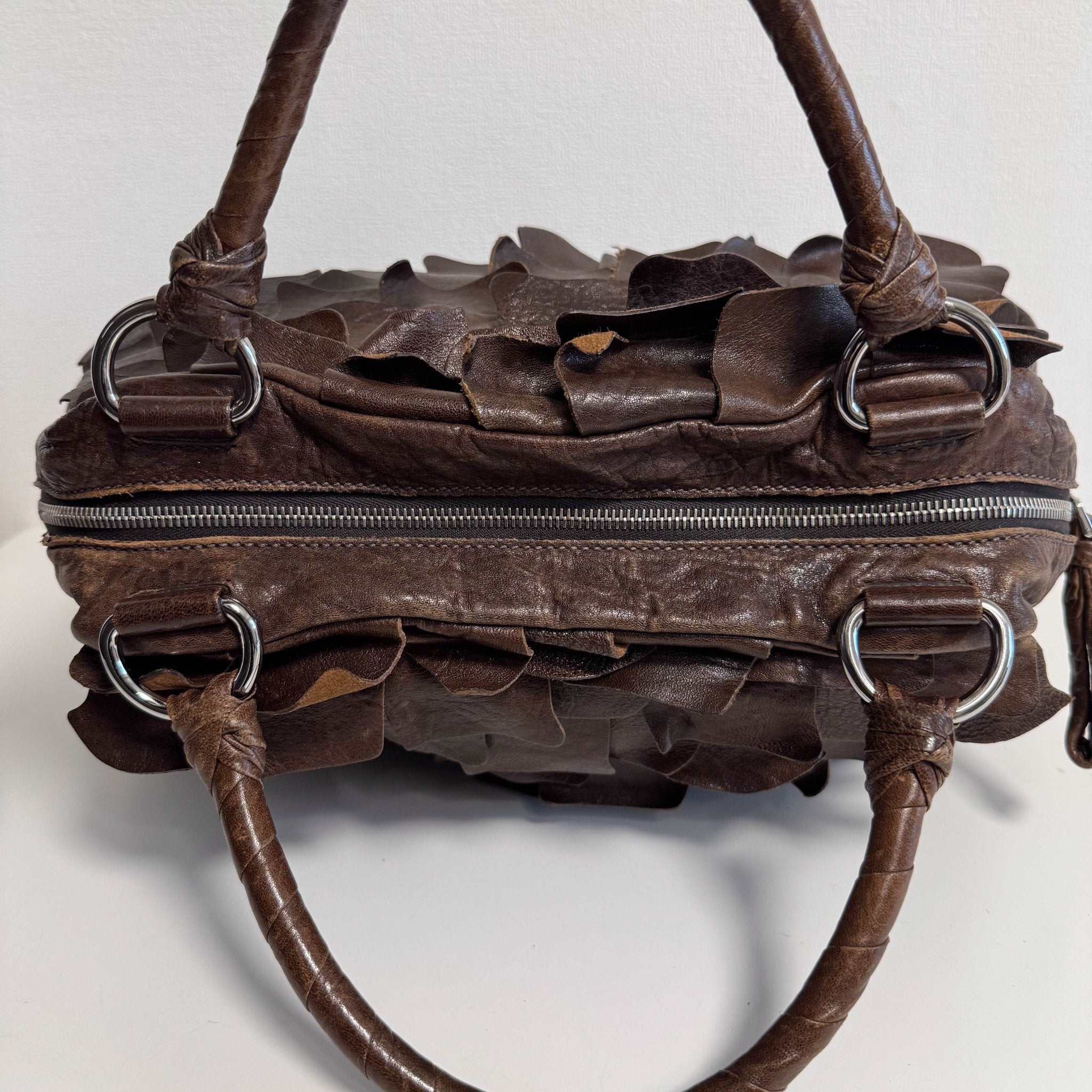 MIU MIU Archive Brown Leather Fringe Hand Bag, in , Sold by HIVE PRELOVED - Handle Bags, ,